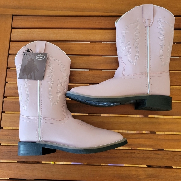 NIB Old West Pink Cowboy Western Boots Size 3Y/5 Womens - Picture 3 of 6